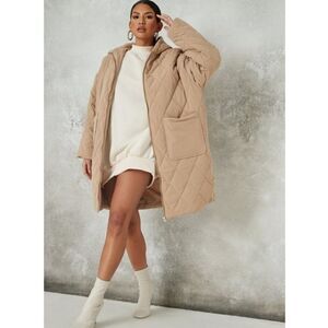 Missguided Petite longline oversized quilted hooded coat